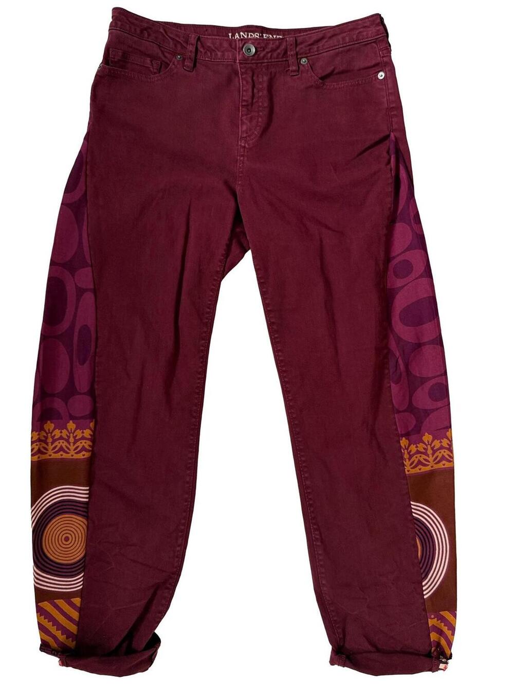 Sari Print Side Panel Upcycled Barrel Jeans, 1 of 1,  Size 12
